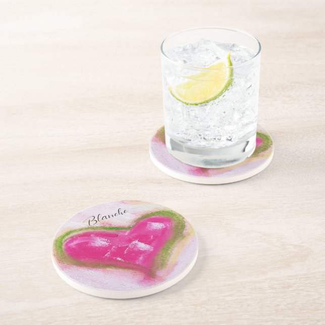 Porta-copos Corações Artísticos Bonitos Pintados Mão (Lateral)