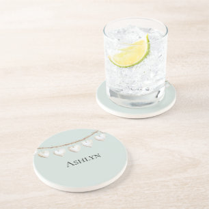 Porta-copos Corações Brancos Verdes Chic Mint