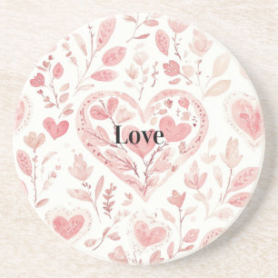 Porta-copos Corações Cor-de-Rosa Amor Floral