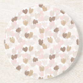 Porta-copos Corações Marrom Creme Rosa