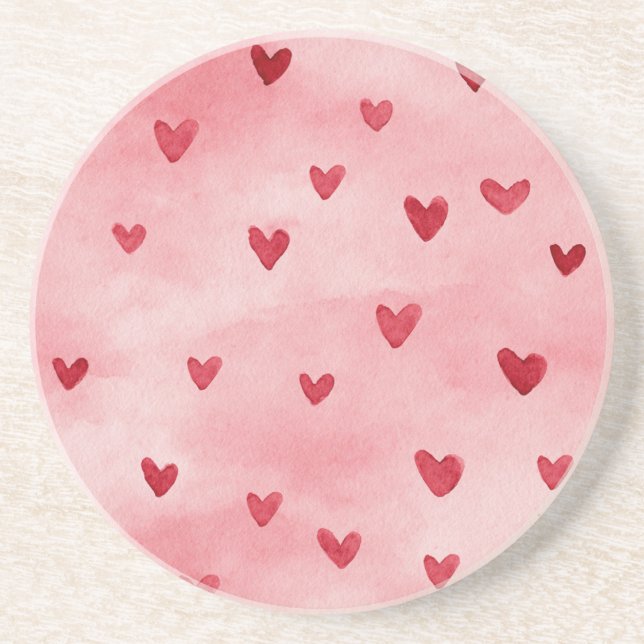 Porta-copos Corações Rosa Vermelho Amor   (Frente)