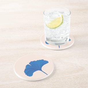 Porta-copos Cores de Fundo Personalizáveis Folha Azul Ginkgo