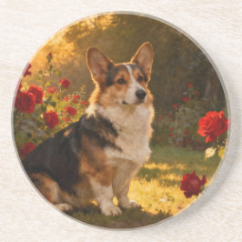 Porta-copos Corgi in the Roses I