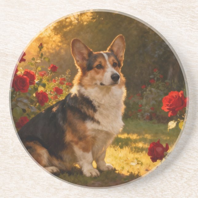 Porta-copos Corgi in the Roses I (Frente)