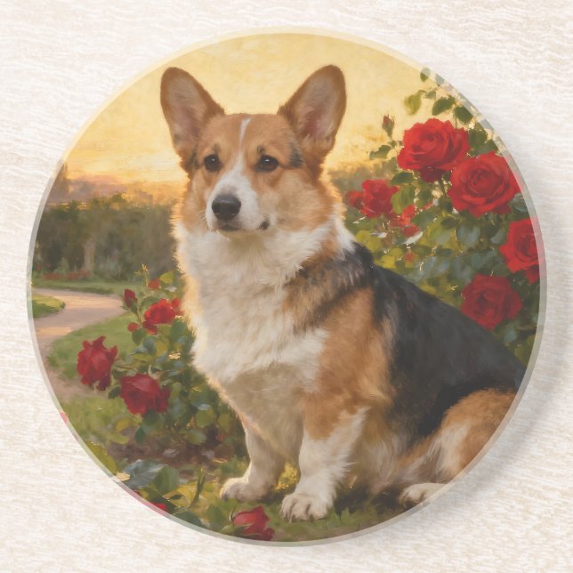 Porta-copos Corgi in the Roses II (Frente)