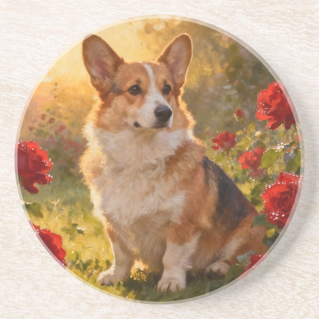 Porta-copos Corgi in the Roses III (Frente)