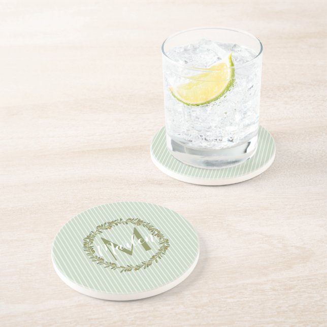 Porta-copos Coroa de Oliveira Personalizada Monograma Costa de (Lateral)