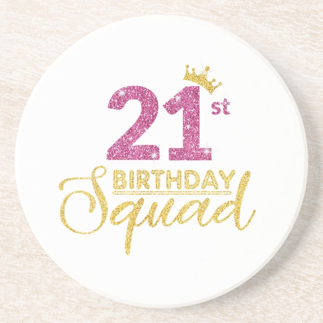 Porta-copos Coroa rosa-rosa-aniversário de 21 anos (Frente)