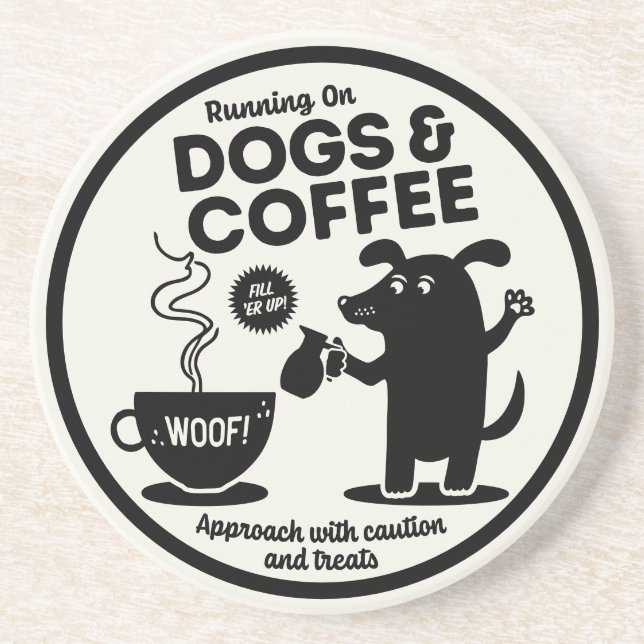 Porta-copos Correndo com Cachorros e Café  (Frente)