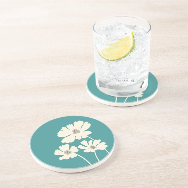 Porta-copos Cosmos Flowers Silhouettes Moderno Muro Floral (Lateral)