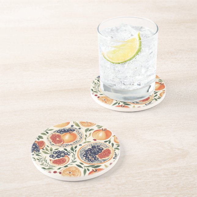 Porta-copos Costa de Pedra Sandônica do Pomegranato e Citrus M (Lateral)