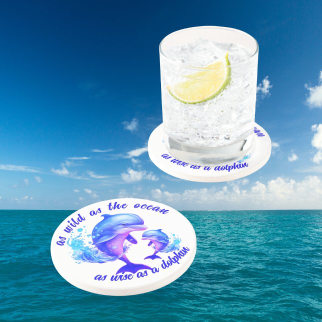 Porta-copos Cotação dos golfinhos de aquarela | (Criador carregado)