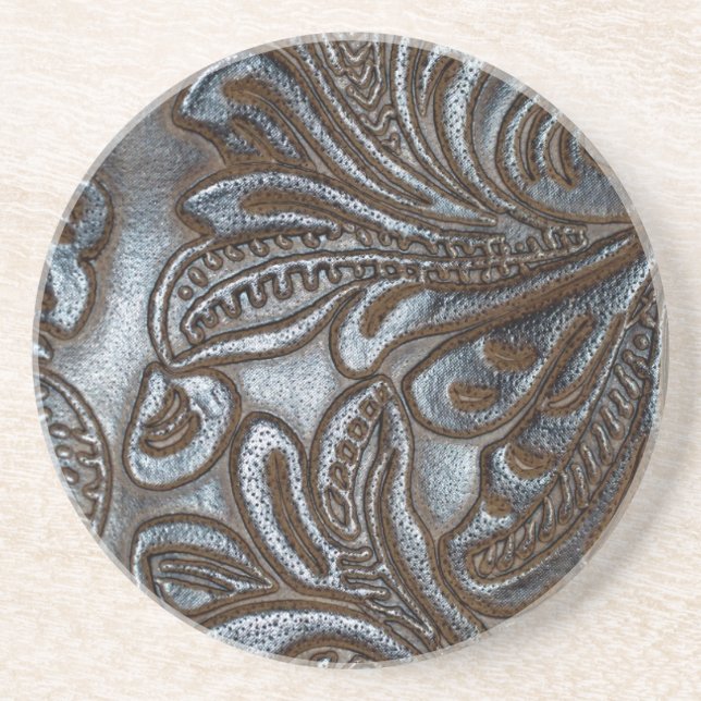 Porta-copos Couro gravado do vintage (Frente)