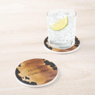 Porta-copos Cowhide Preto-Castanho-Sudoeste