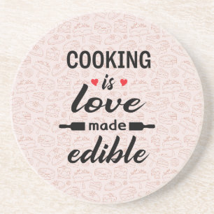 Porta-copos Cozinhar é amor slogan engraçado