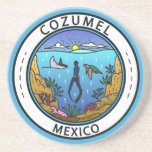 Porta-copos Crachá Cozumel Mexico Scuba<br><div class="desc">Design de arte vetorial Cozumel. Uma ilha mexicana no Mar Caribe que é um porto popular de cruzeiro de navio famoso pelo seu mergulho de cuba.</div>