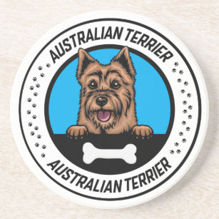 Porta-copos Crachá de Ilustração Terrier Peeking da Austrália