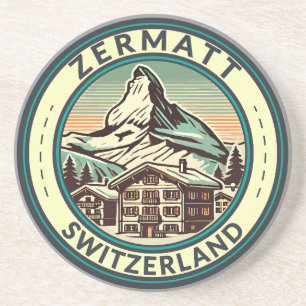 Porta-copos Crachá de Viagem de Ilustração de Suiça Zermatt