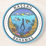Porta-copos Crachá Nassau Bahamas Scuba<br><div class="desc">Design de arte vetorial de Nassau. Uma estação de cruzeiro popular,  a cidade tem uma paisagem montada em colinas e é conhecida por praias,  assim como seus recifes de corais no exterior,  populares por mergulho e snorkeling.</div>