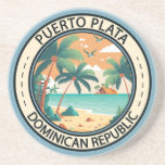 Porta-copos Crachá Puerto Plata Dominican Republic Hut<br><div class="desc">Design de arte vetorial de Puerto Plata. San Felipe de Puerto Plata é a capital da província de Puerto Plata na costa atlântica da República Dominicana no norte. A cidade é mais conhecida por suas praias.</div>