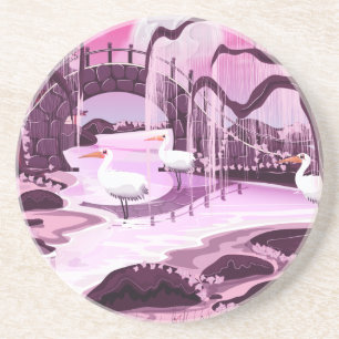 Porta-copos Crane Birds no Jardim Coreano