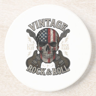 Porta-copos Crânio de Rock Antigo Bandeira Americana Guitarra