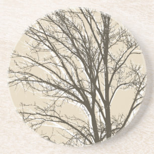 Porta-copos Cream Beige Brown White Tree Branches