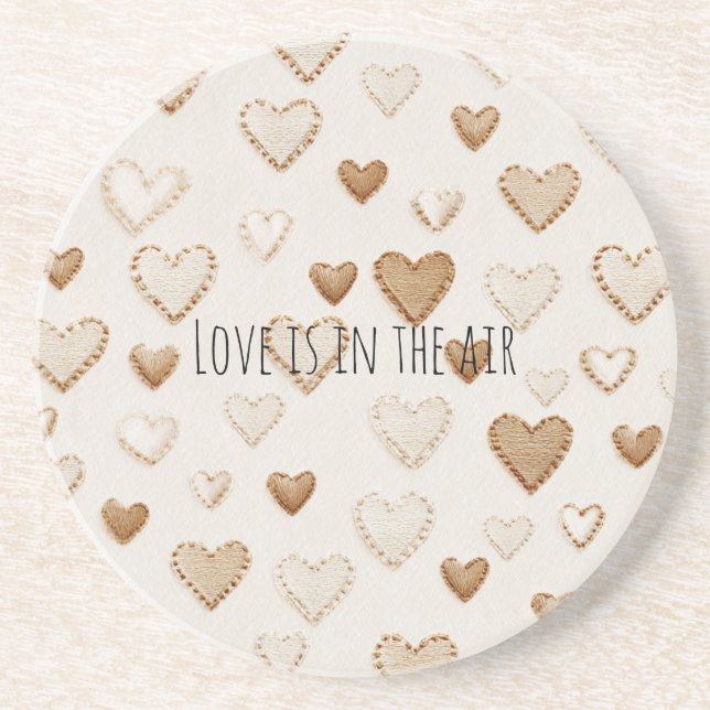Porta-copos Cream & Brown Hearts   (Frente)