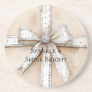 Porta-copos Cream White Silver Glitzy Glam Arco Aniversário