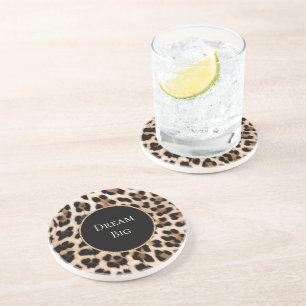 Porta-copos Creme Leopardo Animal Dourado Brilho