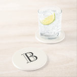 Porta-copos Creme Simples e Monograma Preto Creme<br><div class="desc">Coaster de pedra com fundo Creme e Monograma Preto.  Presente de Monograma.</div>