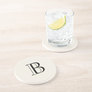 Porta-copos Creme Simples & Monograma Preto Creme 
