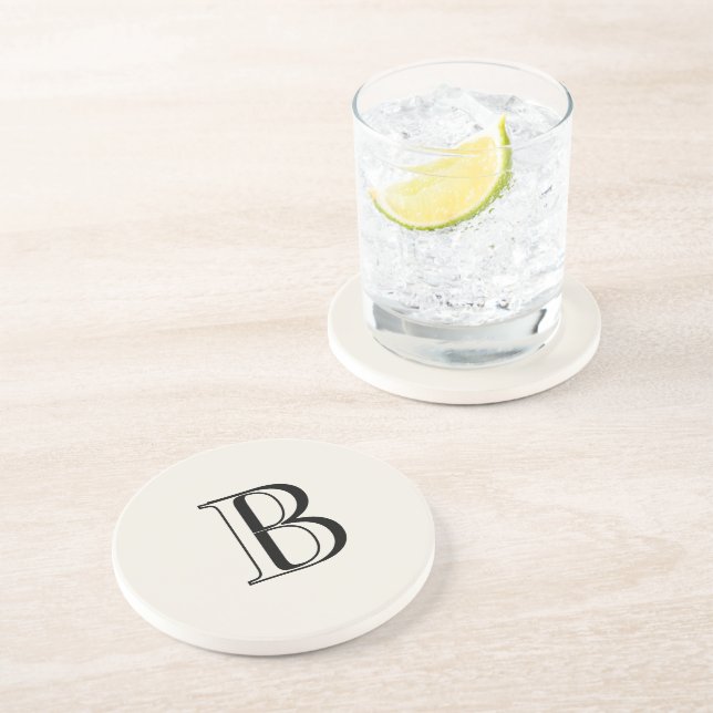 Porta-copos Creme Simples & Monograma Preto Creme  (Lateral)