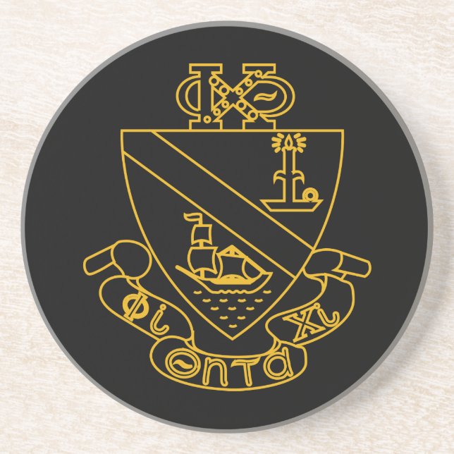 Porta-copos Crest da Phi Chi Theta | Dourado e Preto (Frente)