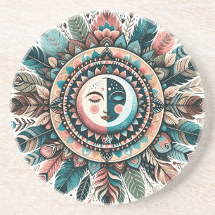 Porta-copos Crie Seu Próprio Mandala Boho Celestial Sol e Lua