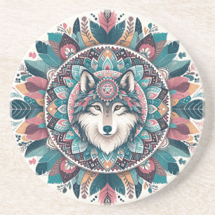 Porta-copos Crie Seu Próprio Mandala Totêmico Boho de Lobo