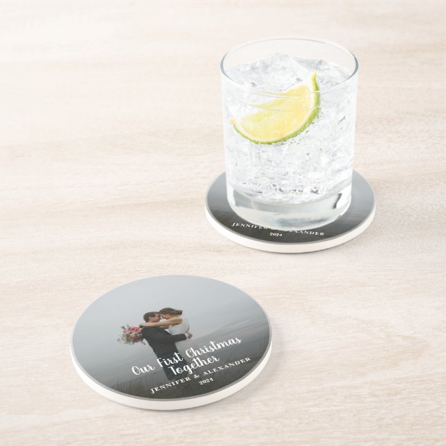 Porta-copos Crie sua própria foto do Primeiro Natal Juntos (Lateral)