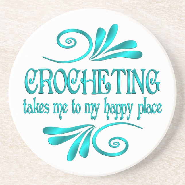 Porta-copos Crocheting Happy Place (Frente)