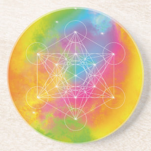Porta-copos Cubo de Metatron Arco-íris Geometria Sagrada