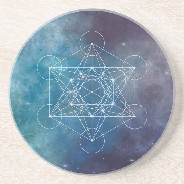 Porta-copos Cubo de Metatron Azul Geometria Sagrada (Frente)