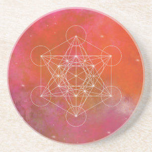 Porta-copos Cubo de Metatron Geometria Sagrada Galáxia Rosa
