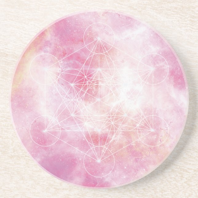 Porta-copos Cubo de Metatron Rosa Geometria Sagrada (Frente)