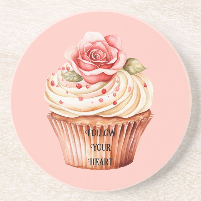 Porta-copos Cupcake Rosa Bege Chic (Frente)