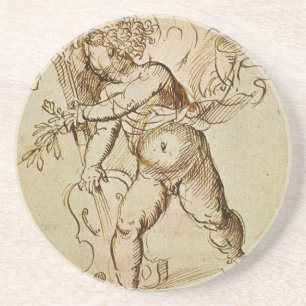 Porta-copos Cupido com um Violino por Domenico Campagnola