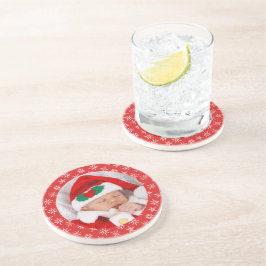 Porta-copos Custom Photo Santa Baby Red Background Snowflakes