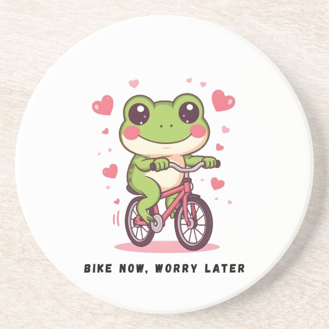 Porta-copos Cute Frog Riding Bicycle | Funny Frog Lover Gift (Frente)