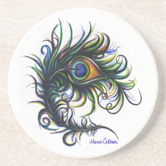 Porta copos da pena do pavão