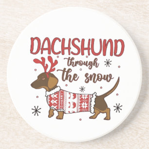 Porta-copos Dachshund Através da Neve Natal Amante de Cães