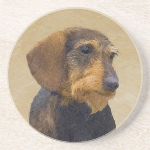 Porta-copos Dachshund (Wirehaired): Pintura original de cães