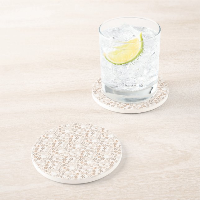 Porta-copos Daisy Flowers Beige Floral Aesthetic Ditsy Tan (Lateral)